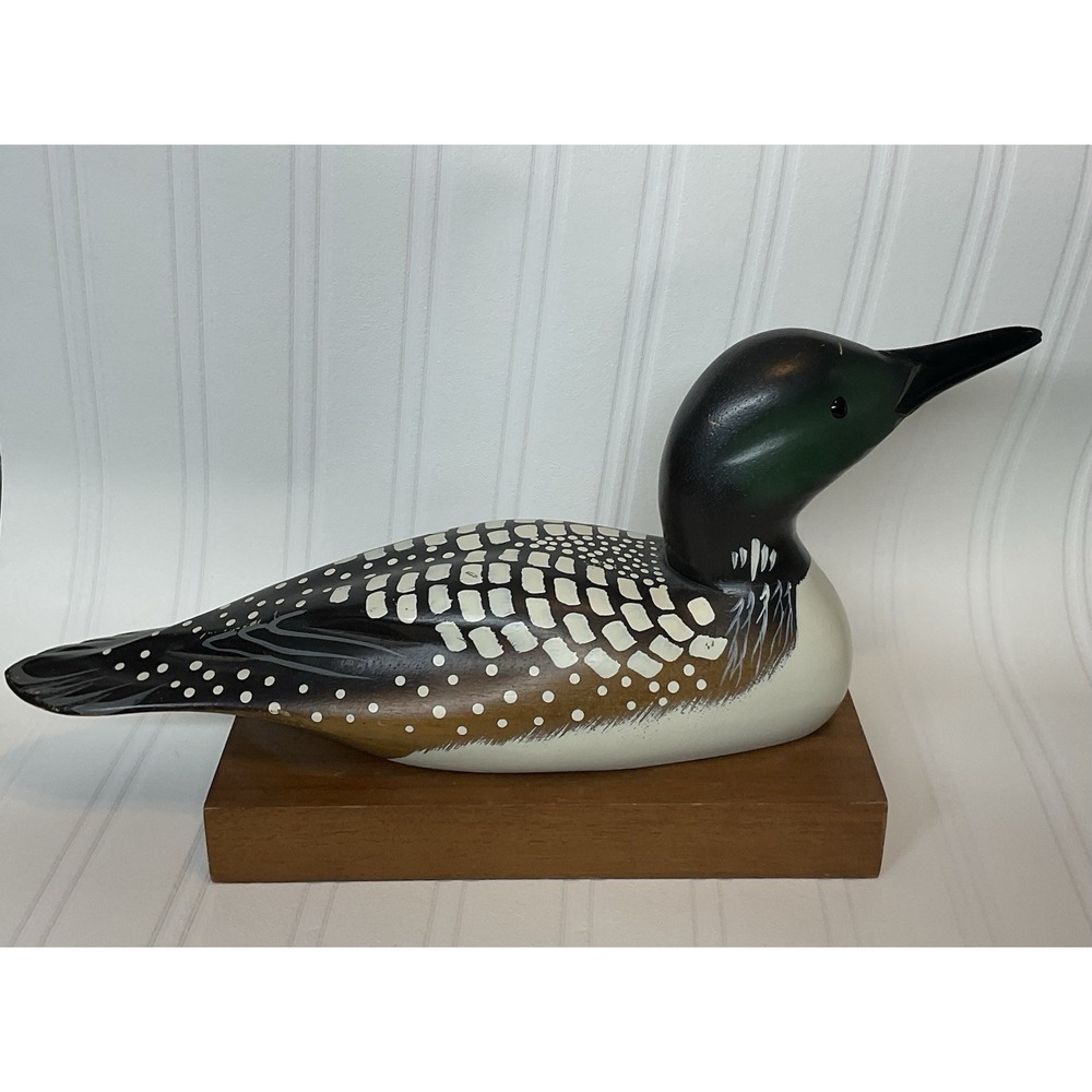 Vintage Nice‎ Wooden Hand Painted Common Loon Duck Minnesota Event Signed!